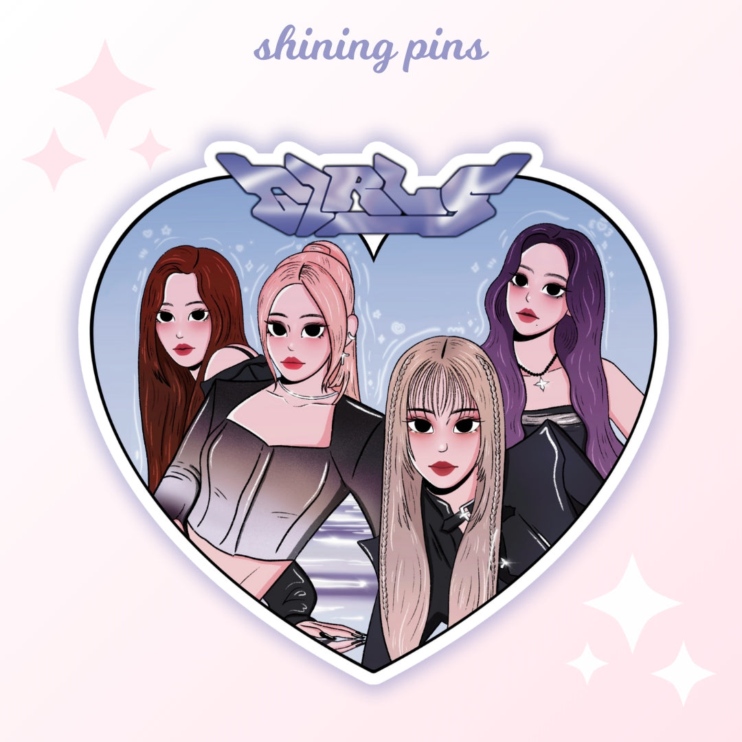 Shining Pins | Aespa Heart Stickers