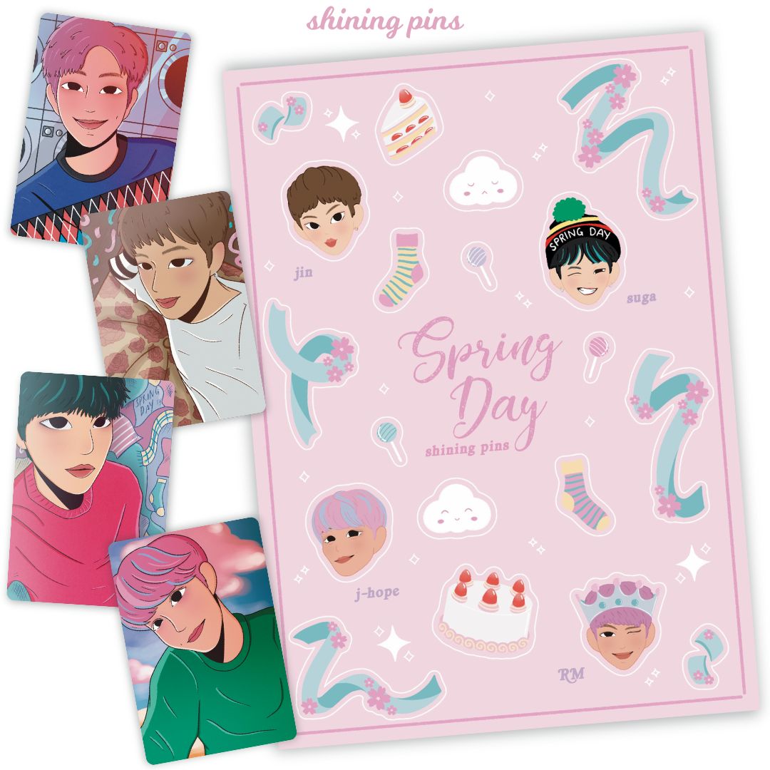 BTS 'Spring Day' Sticker Sheet & Photocard Set shiningpins