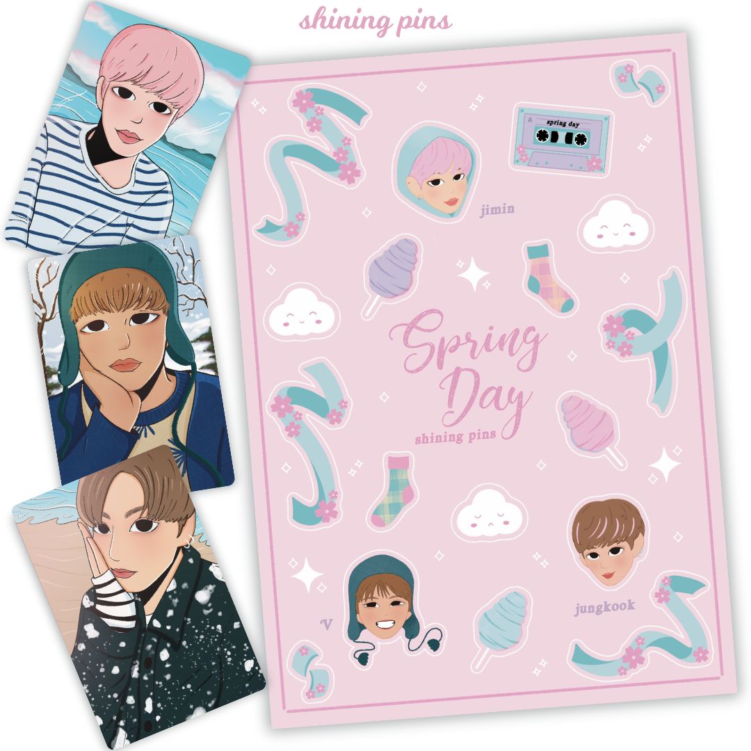 BTS 'Spring Day' Sticker Sheet & Photocard Set shiningpins