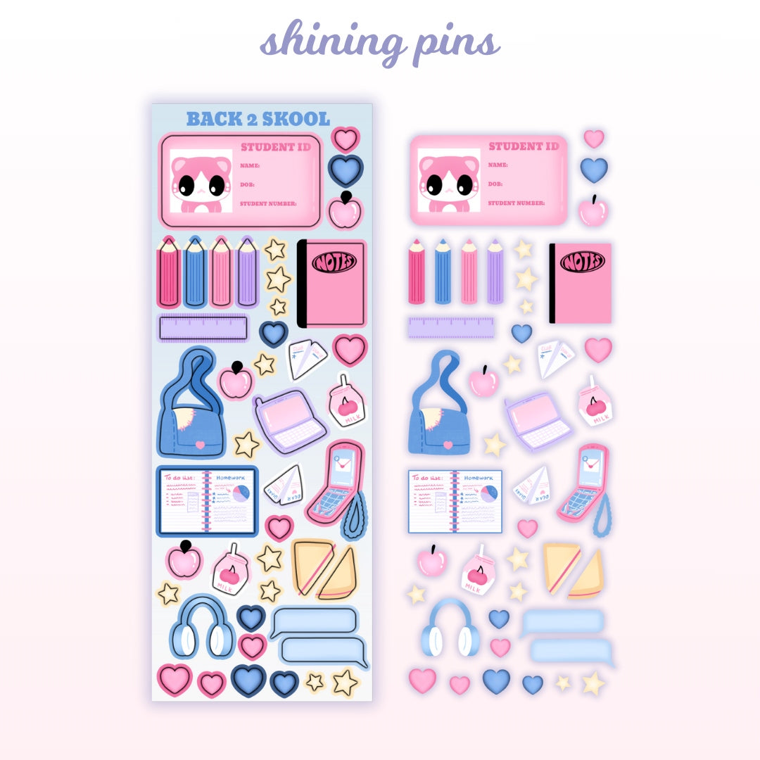 Back 2 Skool Deco Sticker Sheet shiningpins