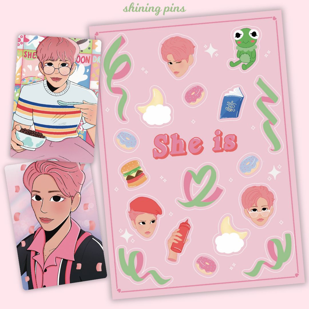 Jonghyun 'She Is' Sticker Sheet & Photocard Set shiningpins