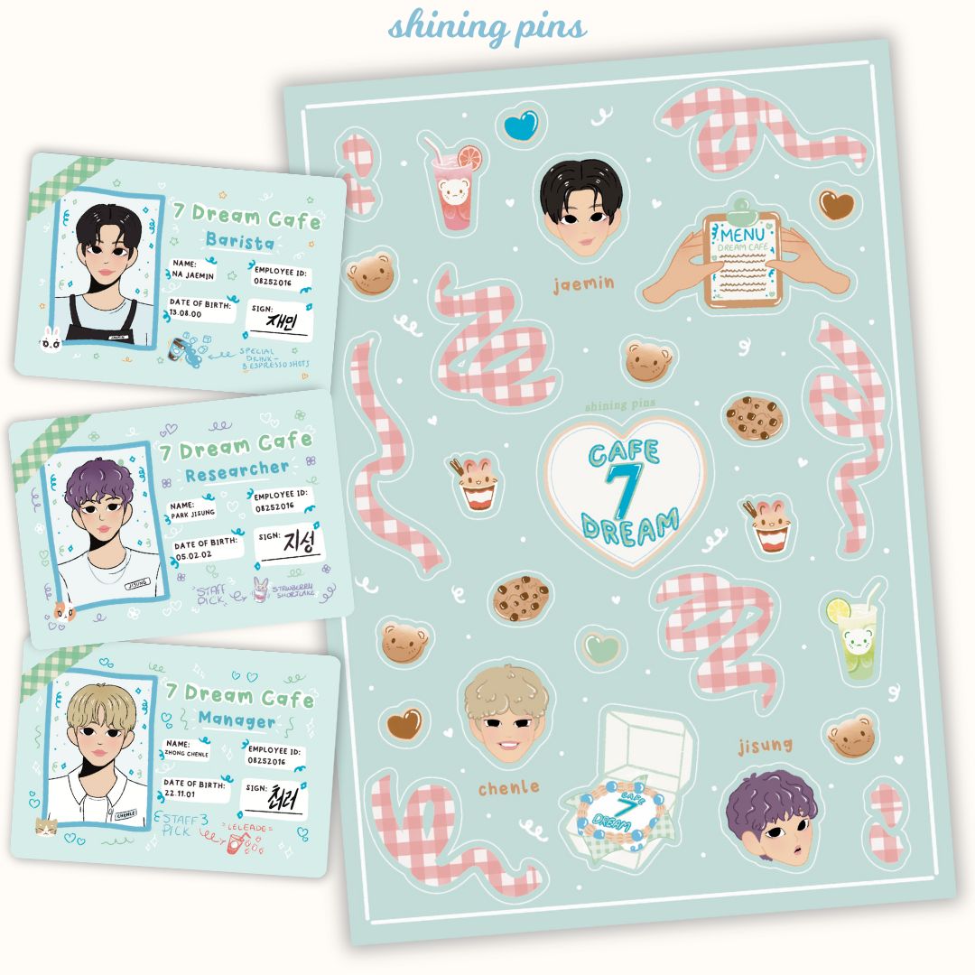 NCT Dream '7 Dream Cafe' Sticker Sheet & Photocard Set shiningpins