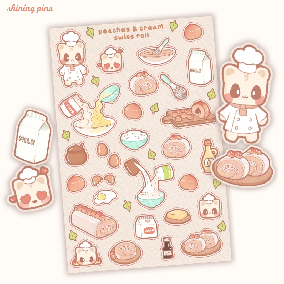 'Peach Swiss Roll' Sticker Sheet shiningpins