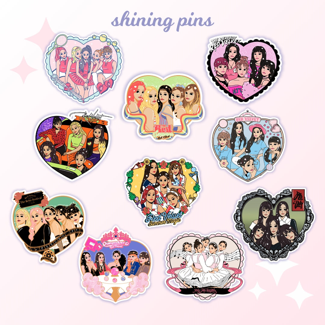 Red Velvet Heart Stickers shiningpins