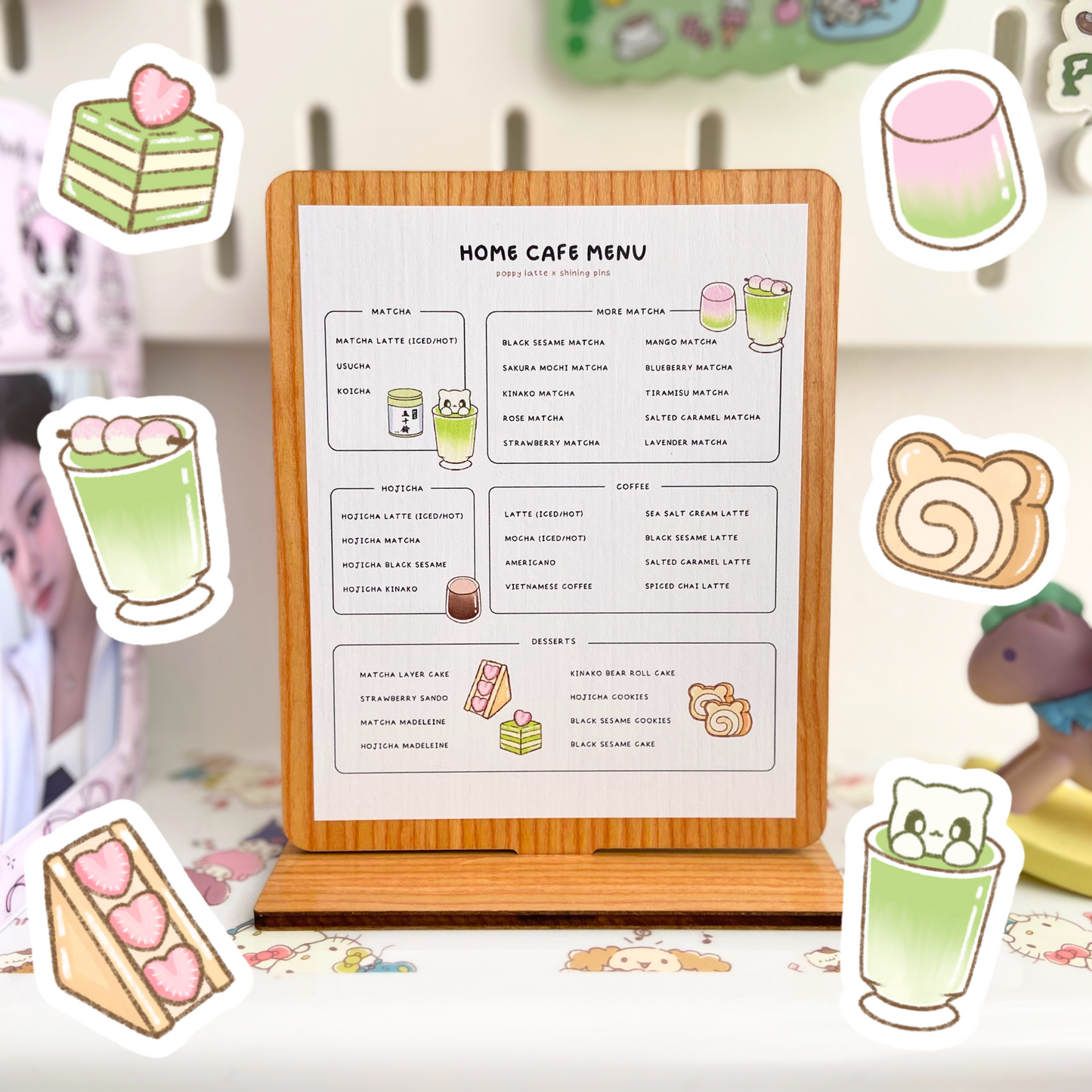 'Home Cafe Menu' Wooden Standee