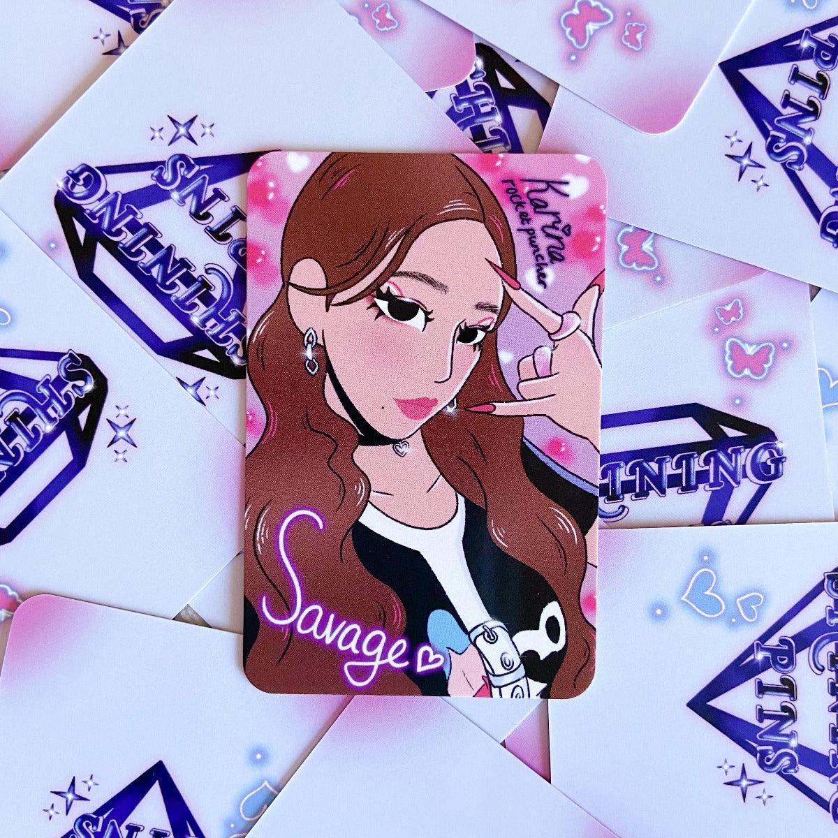 Aespa 'Savage' Sticker Sheet & Photocard Set shiningpins