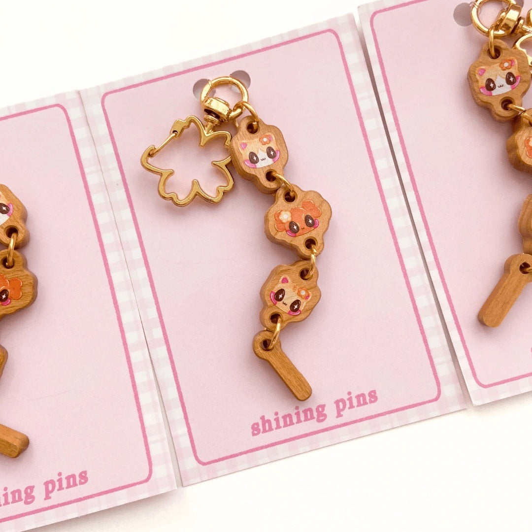 Kkoongie & Friends Dango Wooden Keychain shiningpins