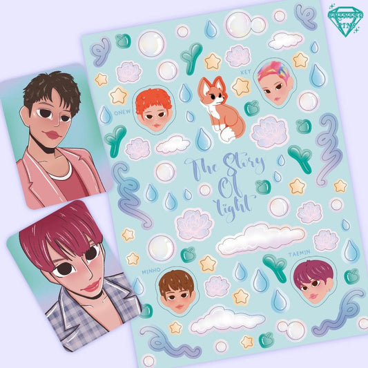 SHINee 'The Story Of Light' Sticker Sheet & Photocard Set shiningpins