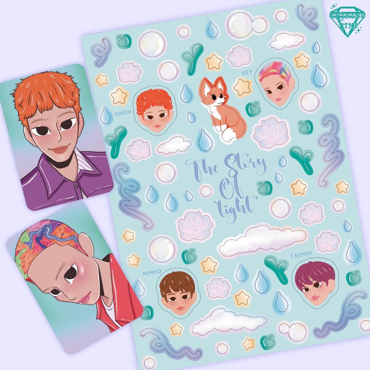 SHINee 'The Story Of Light' Sticker Sheet & Photocard Set shiningpins